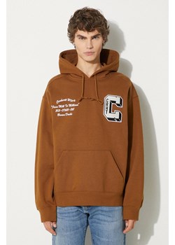 Carhartt WIP bluza Hooded Brown Ducks Sweat męska kolor brązowy z kapturem z aplikacją I033930.HZXX ze sklepu PRM w kategorii Bluzy męskie - zdjęcie 174695519