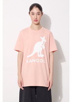 Kangol t-shirt bawełniany kolor różowy KLEU005.D-116 ze sklepu PRM w kategorii Bluzki damskie - zdjęcie 174695845