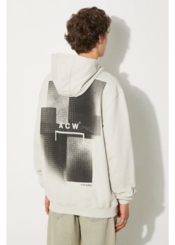 A-COLD-WALL* bluza bawełniana Brutalist Hoodie męska kolor szary z kapturem z nadrukiem ACWMW094-BONE ze sklepu PRM w kategorii Bluzy męskie - zdjęcie 174695859