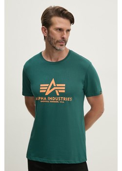 Alpha Industries t-shirt bawełniany męski kolor zielony z nadrukiem ze sklepu PRM w kategorii T-shirty męskie - zdjęcie 174695897