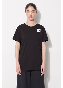 The North Face t-shirt bawełniany W S/S Relaxed Fine Tee damski kolor czarny NF0A87NEJK31 ze sklepu PRM w kategorii Bluzki damskie - zdjęcie 174695947