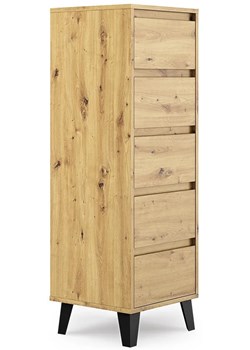 Komoda z 5 szufladami na nóżkach dąb artisan - Hallor 6X ze sklepu Edinos.pl w kategorii Komody - zdjęcie 174697117
