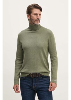 Pepe Jeans sweter z domieszką wełny NEW ANDRE TURTLE NECK męski kolor zielony lekki z golferm PM702470 ze sklepu ANSWEAR.com w kategorii Swetry męskie - zdjęcie 174703786