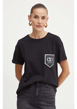 Liu Jo t-shirt bawełniany damski kolor czarny WF4177 JS923 ze sklepu ANSWEAR.com w kategorii Bluzki damskie - zdjęcie 174704068