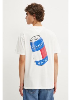 Tommy Jeans t-shirt bawełniany męski kolor beżowy z nadrukiem DM0DM18548 ze sklepu ANSWEAR.com w kategorii T-shirty męskie - zdjęcie 174704289