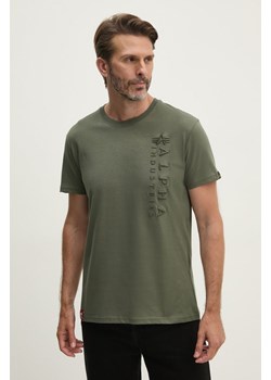 Alpha Industries t-shirt bawełniany męski kolor zielony wzorzysty 138500 ze sklepu ANSWEAR.com w kategorii T-shirty męskie - zdjęcie 174704379