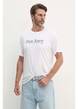 Pepe Jeans t-shirt bawełniany ALBERT męski kolor biały z nadrukiem PM509432 ze sklepu ANSWEAR.com w kategorii T-shirty męskie - zdjęcie 174704475