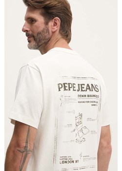 Pepe Jeans t-shirt bawełniany AUSTIN męski kolor biały z nadrukiem PM509631 ze sklepu ANSWEAR.com w kategorii T-shirty męskie - zdjęcie 174704485