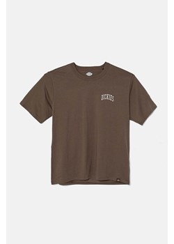 Dickies t-shirt bawełniany AITKIN CHEST TEE SS męski kolor brązowy z nadrukiem DK0A4Y8O ze sklepu ANSWEAR.com w kategorii T-shirty męskie - zdjęcie 174704838