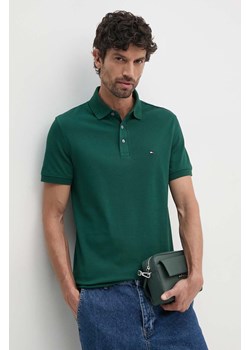 Tommy Hilfiger polo męski kolor zielony wzorzysty MW0MW17771 ze sklepu ANSWEAR.com w kategorii T-shirty męskie - zdjęcie 174714048