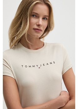 Tommy Jeans t-shirt bawełniany damski kolor beżowy DW0DW18398 ze sklepu ANSWEAR.com w kategorii Bluzki damskie - zdjęcie 174714256