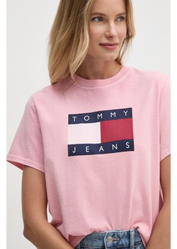 Tommy Jeans t-shirt bawełniany damski kolor różowy DW0DW18629 ze sklepu ANSWEAR.com w kategorii Bluzki damskie - zdjęcie 174714276