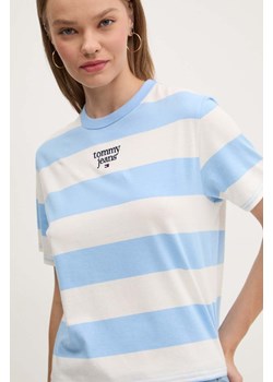 Tommy Jeans t-shirt bawełniany damski kolor niebieski DW0DW18799 ze sklepu ANSWEAR.com w kategorii Bluzki damskie - zdjęcie 174714327