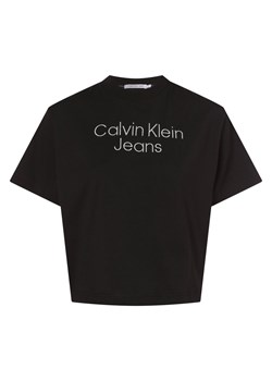 Calvin Klein Jeans T-shirt damski Kobiety Bawełna czarny jednolity ze sklepu vangraaf w kategorii Bluzki damskie - zdjęcie 174722628