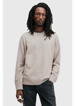 AllSaints sweter z wełną LUKA CREW kolor beżowy  M093KB ze sklepu ANSWEAR.com w kategorii Swetry męskie - zdjęcie 174723399