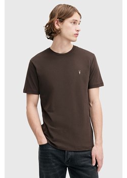 AllSaints t-shirt bawełniany BRACE męski kolor brązowy gładki M030JB ze sklepu ANSWEAR.com w kategorii T-shirty męskie - zdjęcie 174723618