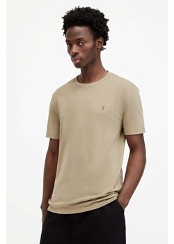 AllSaints t-shirt bawełniany BRACE SS CREW męski kolor brązowy gładki MD131G ze sklepu ANSWEAR.com w kategorii T-shirty męskie - zdjęcie 174723716