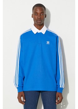 adidas Originals longsleeve bawełniany Rugby kolor niebieski z aplikacją IZ2463 ze sklepu PRM w kategorii T-shirty męskie - zdjęcie 174727546