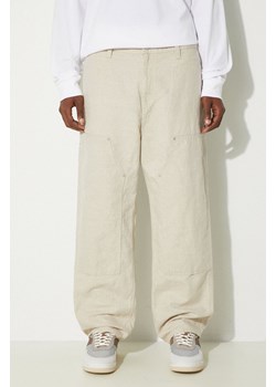 Carhartt WIP spodnie z domieszką wełny Walter Double Knee Pant kolor beżowy proste I033580.502 ze sklepu PRM w kategorii Spodnie męskie - zdjęcie 174727568