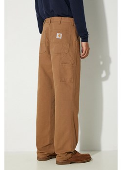 Carhartt WIP spodnie bawełniane Single Knee Pant kolor brązowy proste I031497.HZ02 ze sklepu PRM w kategorii Spodnie męskie - zdjęcie 174727578