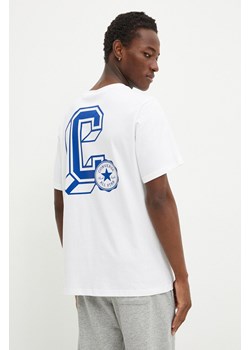 Converse t-shirt bawełniany męski kolor biały z nadrukiem 10026700-A02 ze sklepu ANSWEAR.com w kategorii T-shirty męskie - zdjęcie 174739008