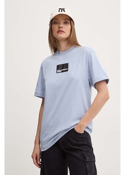 Karl Lagerfeld Jeans t-shirt bawełniany damski kolor niebieski ze sklepu ANSWEAR.com w kategorii Bluzki damskie - zdjęcie 174743608