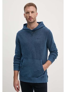 Pepe Jeans bluza bawełniana SILVERTON HOODIE męska kolor granatowy z kapturem gładka PM582713 ze sklepu ANSWEAR.com w kategorii Bluzy męskie - zdjęcie 174753428