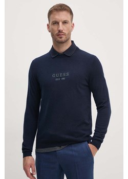 Guess sweter z domieszką wełny DORAN męski kolor granatowy lekki M4YR04.Z3052 ze sklepu ANSWEAR.com w kategorii Swetry męskie - zdjęcie 174753438