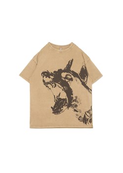 Cropp - Koszulka z nadrukiem psa UNISEX - brązowy ze sklepu Cropp w kategorii T-shirty męskie - zdjęcie 174754256