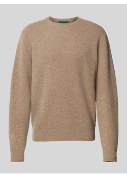 Sweter z dzianiny z wełny z okrągłym dekoltem ze sklepu Peek&Cloppenburg  w kategorii Swetry męskie - zdjęcie 174759358