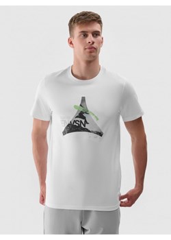 Męski tshirt z nadrukiem 4F 4FRAW24TTSHM2301 - biały ze sklepu Sportstylestory.com w kategorii T-shirty męskie - zdjęcie 174761357