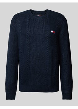 Sweter z dzianiny ze ściegiem warkoczowym model ‘SLIM CABLE’ ze sklepu Peek&Cloppenburg  w kategorii Swetry męskie - zdjęcie 174763378