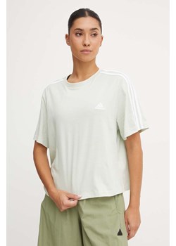 adidas t-shirt bawełniany Essentials damski kolor zielony IY4228 ze sklepu ANSWEAR.com w kategorii Bluzki damskie - zdjęcie 174767015