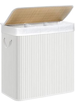 Songmics Kosz w kolorze biało-beżowym na pranie - 60 x 61 x 40 cm ze sklepu Limango Polska w kategorii Akcesoria łazienkowe - zdjęcie 174776747