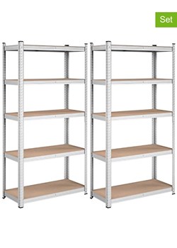 SONGMICS Regały stojące (2 szt.) w kolorze srebrno-jasnobrązowym - 90 x 180 x 40 cm ze sklepu Limango Polska w kategorii Regały i witryny - zdjęcie 174776766