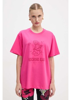 Moschino Jeans t-shirt bawełniany damski kolor różowy A0704 8733 ze sklepu ANSWEAR.com w kategorii Bluzki damskie - zdjęcie 174780086