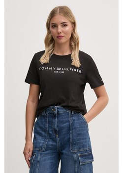 Tommy Hilfiger t-shirt bawełniany damski kolor czarny WW0WW40276 ze sklepu ANSWEAR.com w kategorii Bluzki damskie - zdjęcie 174784336