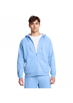 Męska bluza dresowa rozpinana z kapturem Under Armour UA Rival Fleece FZ Hoodie - niebieska ze sklepu Sportstylestory.com w kategorii Bluzy męskie - zdjęcie 174787075