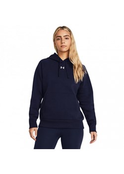 Damska bluza dresowa nierozpinana z kapturem Under Armour UA Rival Fleece Hoodie - granatowa ze sklepu Sportstylestory.com w kategorii Bluzy damskie - zdjęcie 174787227