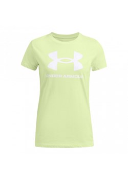 Damski t-shirt z nadrukiem Under Armour UA Rival Logo SS - zielony ze sklepu Sportstylestory.com w kategorii Bluzki damskie - zdjęcie 174792106