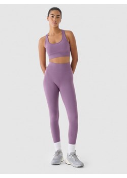 Damskie legginsy treningowe 4F 4FWAW24TFTIF278 - fioletowe ze sklepu Sportstylestory.com w kategorii Spodnie damskie - zdjęcie 174792276