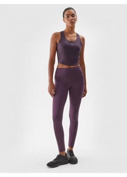 Damskie legginsy treningowe 4F 4FWAW24TFTIF30 - fioletowe ze sklepu Sportstylestory.com w kategorii Spodnie damskie - zdjęcie 174792299