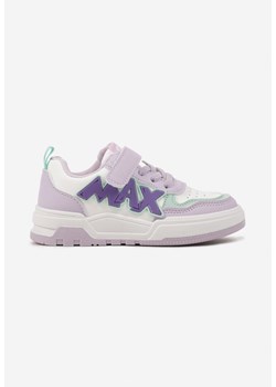 Biało-Fioletowe Buty Sportowe Sneakersy na Rzep z Ozdobnym Sznurowaniem Leracine ze sklepu born2be.pl w kategorii Buty sportowe dziecięce - zdjęcie 174794786