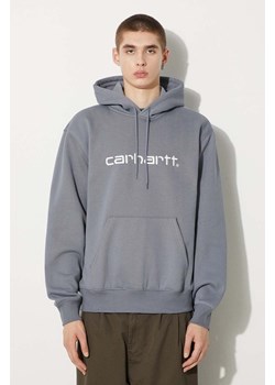 Carhartt WIP bluza Hooded Carhartt Sweat męska kolor szary z kapturem z aplikacją I030547.2INXX ze sklepu PRM w kategorii Bluzy męskie - zdjęcie 174795368