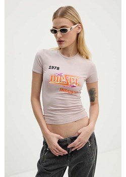 Diesel t-shirt T-UNCUTIES-P4 damski kolor beżowy A15383.0QJAP ze sklepu ANSWEAR.com w kategorii Bluzki damskie - zdjęcie 174805417