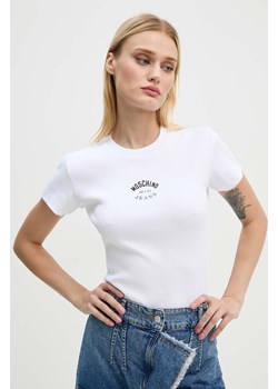 Moschino Jeans t-shirt damski kolor biały J0714 8734 ze sklepu ANSWEAR.com w kategorii Bluzki damskie - zdjęcie 174805427