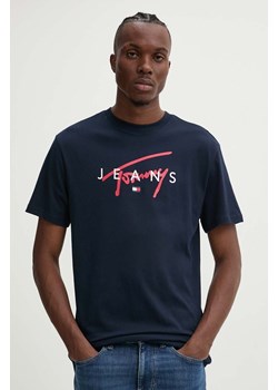 Tommy Jeans t-shirt bawełniany męski kolor granatowy z nadrukiem DM0DM19683 ze sklepu ANSWEAR.com w kategorii T-shirty męskie - zdjęcie 174805498