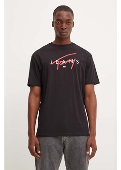 Tommy Jeans t-shirt bawełniany męski kolor czarny z nadrukiem DM0DM19683 ze sklepu ANSWEAR.com w kategorii T-shirty męskie - zdjęcie 174805508