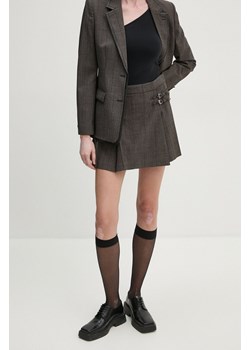 The Kooples spódnica wełniana kolor brązowy mini rozkloszowana FJUP29026K ze sklepu ANSWEAR.com w kategorii Spódnice - zdjęcie 174809498