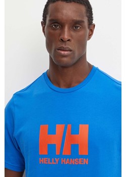 Helly Hansen t-shirt bawełniany HH LOGO męski kolor niebieski z nadrukiem 30396 ze sklepu ANSWEAR.com w kategorii T-shirty męskie - zdjęcie 174809797